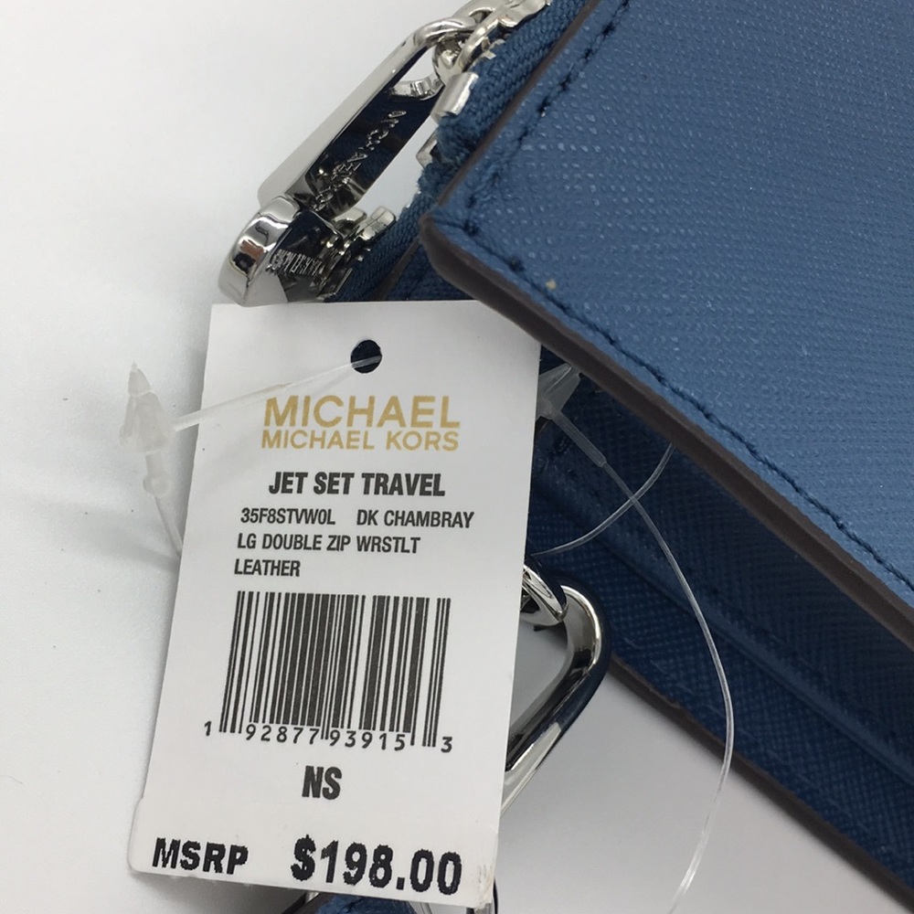 MK Jet Set Travel LG Double Zip Wristlet Leather - Picture 8 of 8
